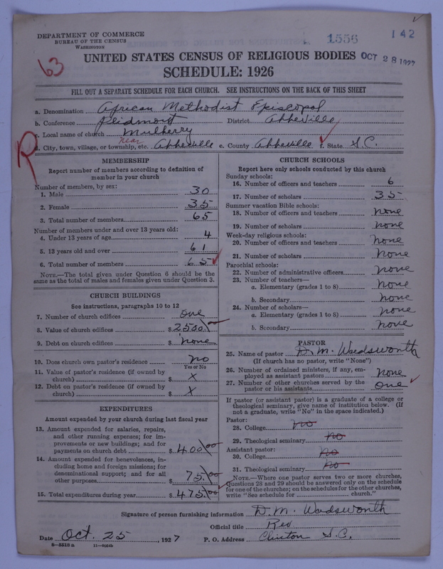 Scan of African Methodist Episcopal Church: 1556