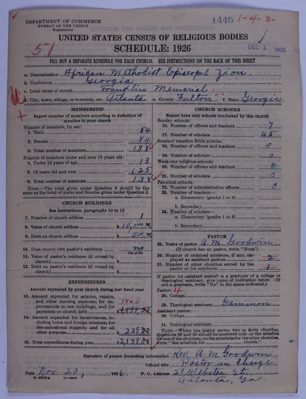 Scan of African Methodist Episcopal Zion Church: 1445