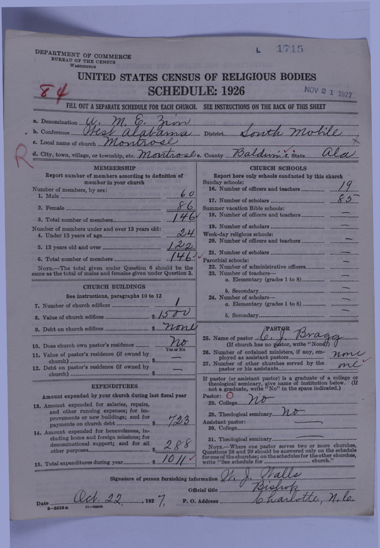 Scan of African Methodist Episcopal Zion Church: 1715
