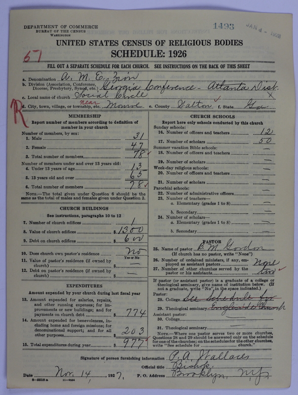 Scan of African Methodist Episcopal Zion Church: 1493