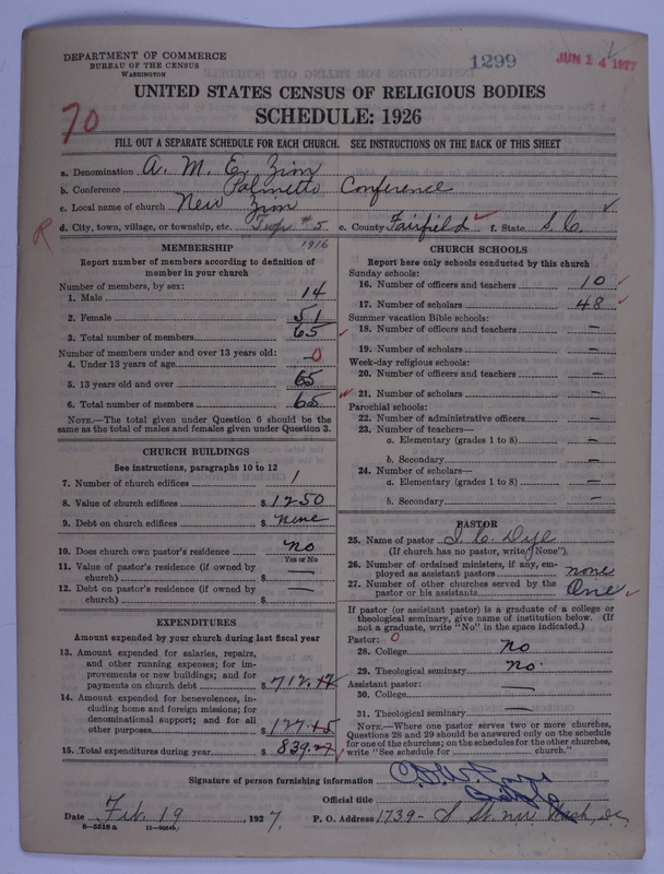 Scan of African Methodist Episcopal Zion Church: 1299