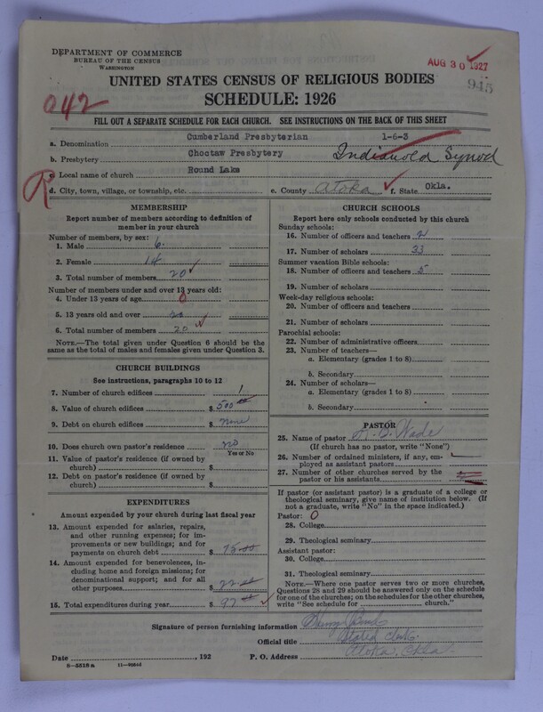 Scan of Cumberland Presbyterian Church: 945