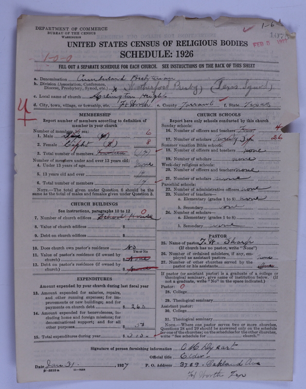 Scan of Cumberland Presbyterian Church: 1075