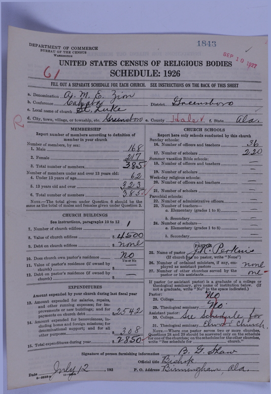 Scan of African Methodist Episcopal Zion Church: 1843