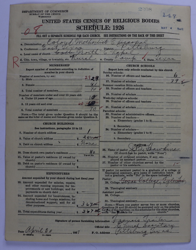 Scan of Colored Methodist Episcopal Church: 2208