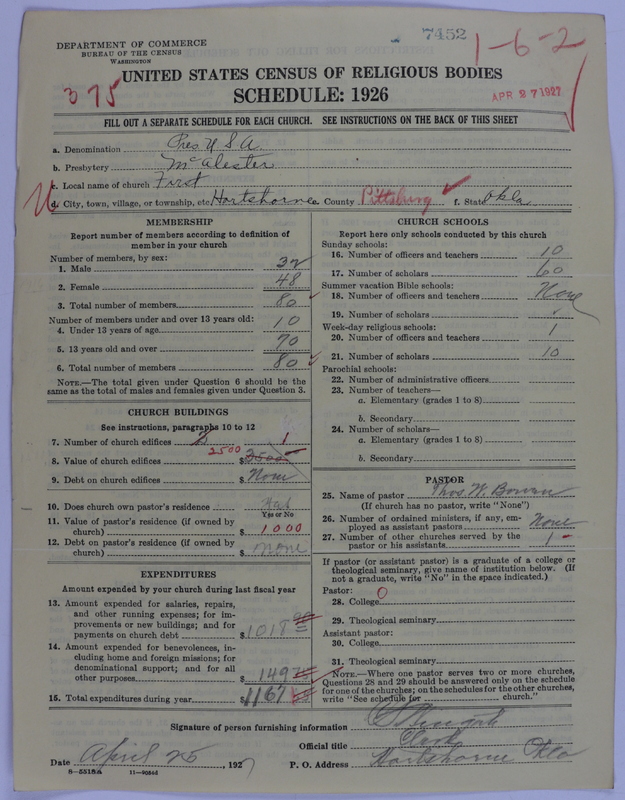 Scan of Presbyterian Church in the United States of America: 7452