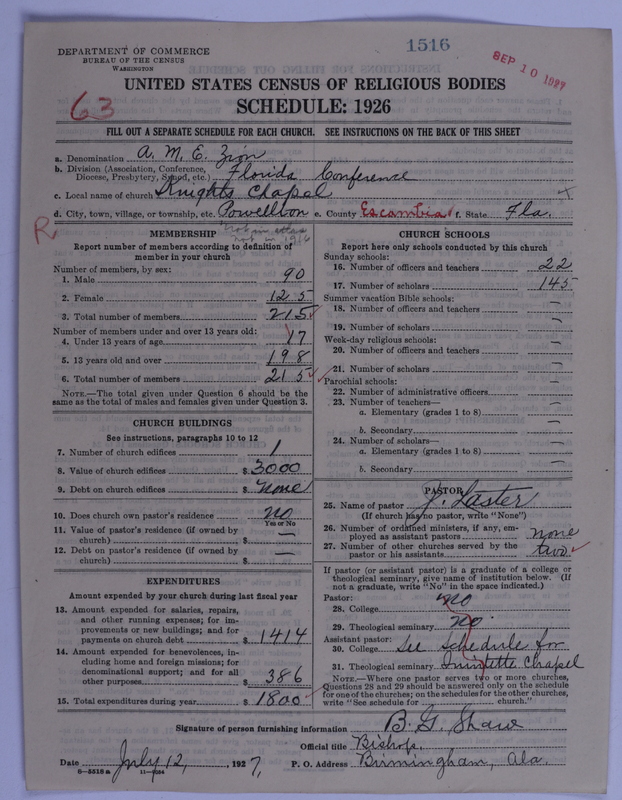 Scan of African Methodist Episcopal Zion Church: 1516