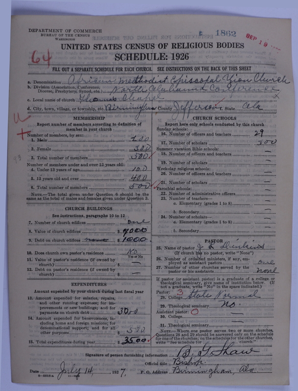 Scan of African Methodist Episcopal Zion Church: 1862
