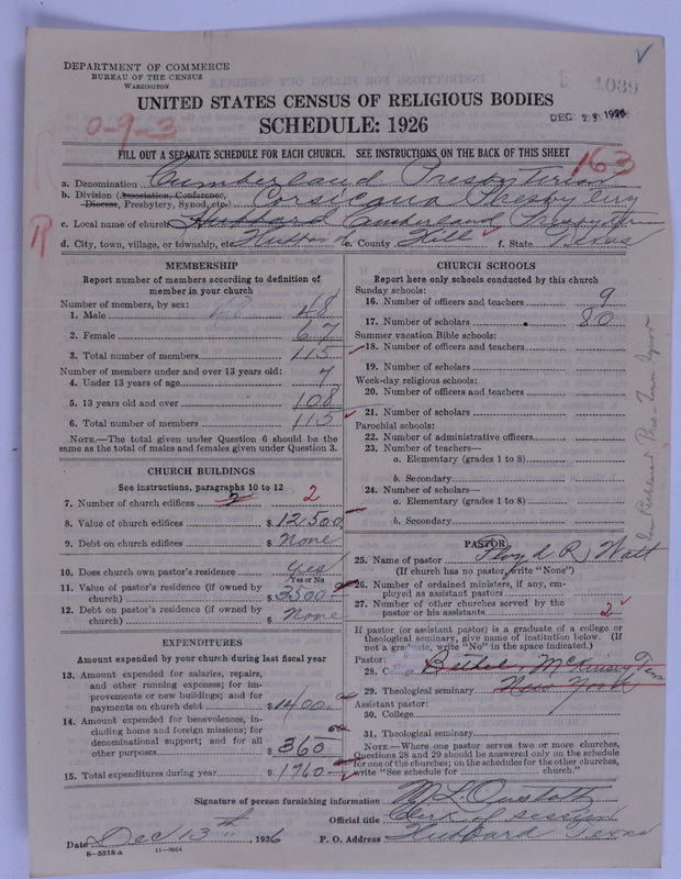 Scan of Cumberland Presbyterian Church: 1039