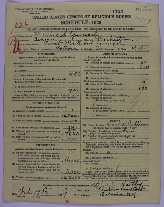 Scan of Methodist Episcopal Church: 1723