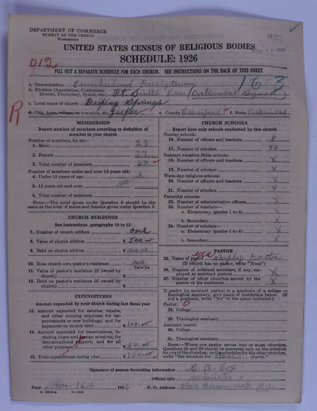 Scan of Cumberland Presbyterian Church: 833