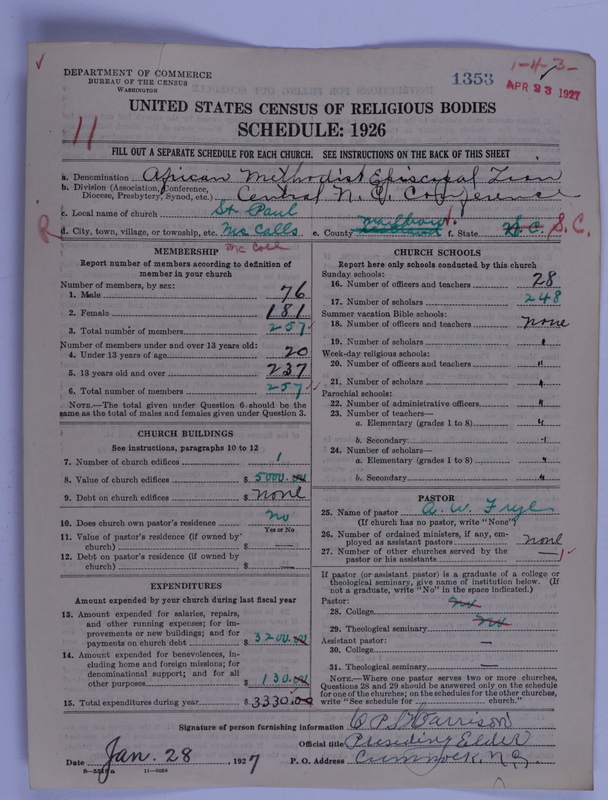 Scan of African Methodist Episcopal Zion Church: 1353