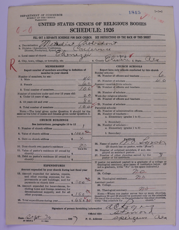 Scan of Methodist Protestant Church: 1815