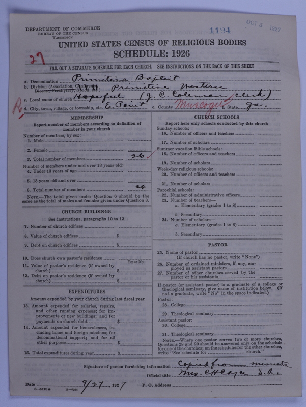 Scan of Primitive Baptists: 1194