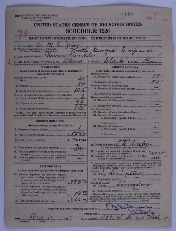 Scan of African Methodist Episcopal Zion Church: 1440