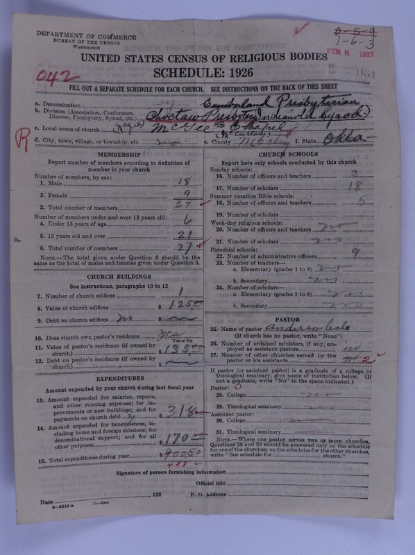 Scan of Cumberland Presbyterian Church: 961