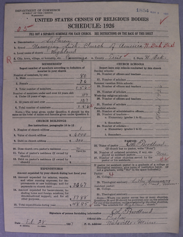Scan of Norwegian Lutheran Church of America: 1854