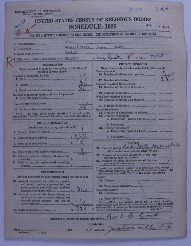 Scan of Colored Methodist Episcopal Church: 2413