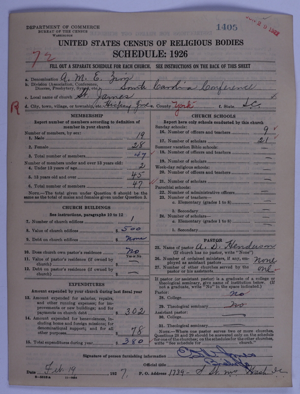 Scan of African Methodist Episcopal Zion Church: 1405