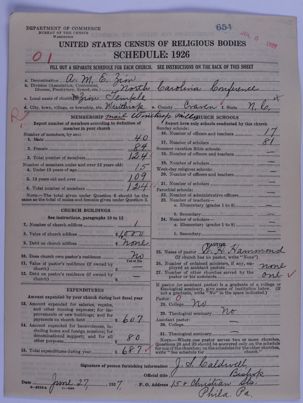 Scan of African Methodist Episcopal Zion Church: 654