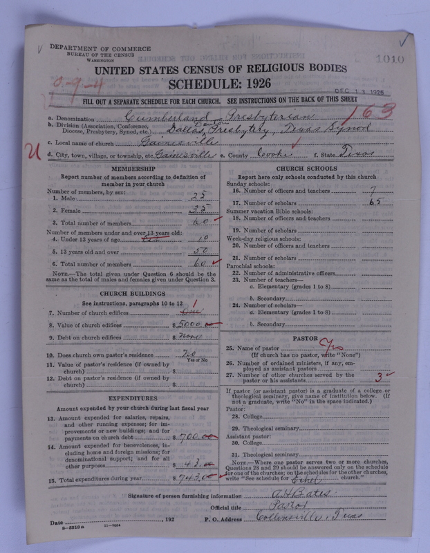 Scan of Cumberland Presbyterian Church: 1010