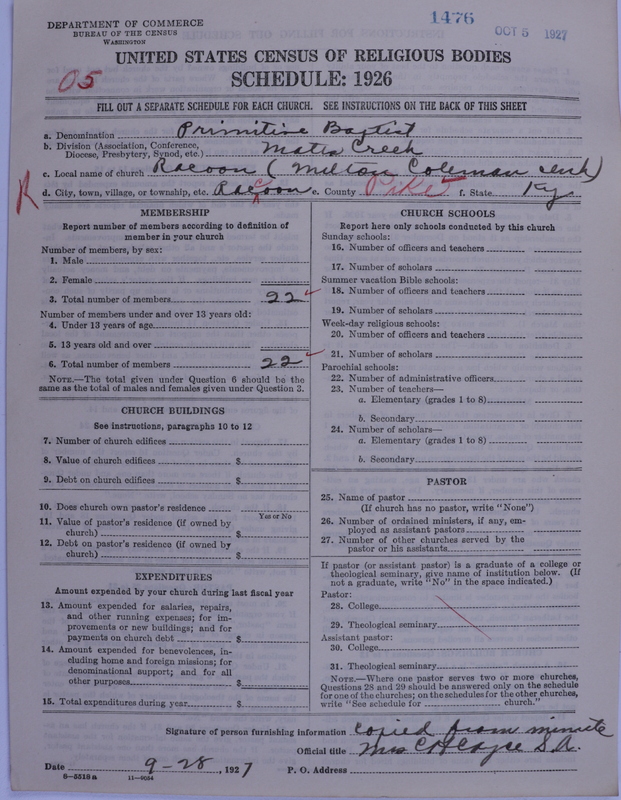 Scan of Primitive Baptists: 1476