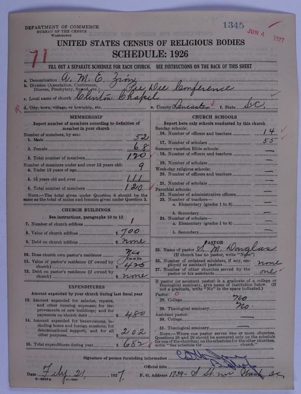 Scan of African Methodist Episcopal Zion Church: 1345