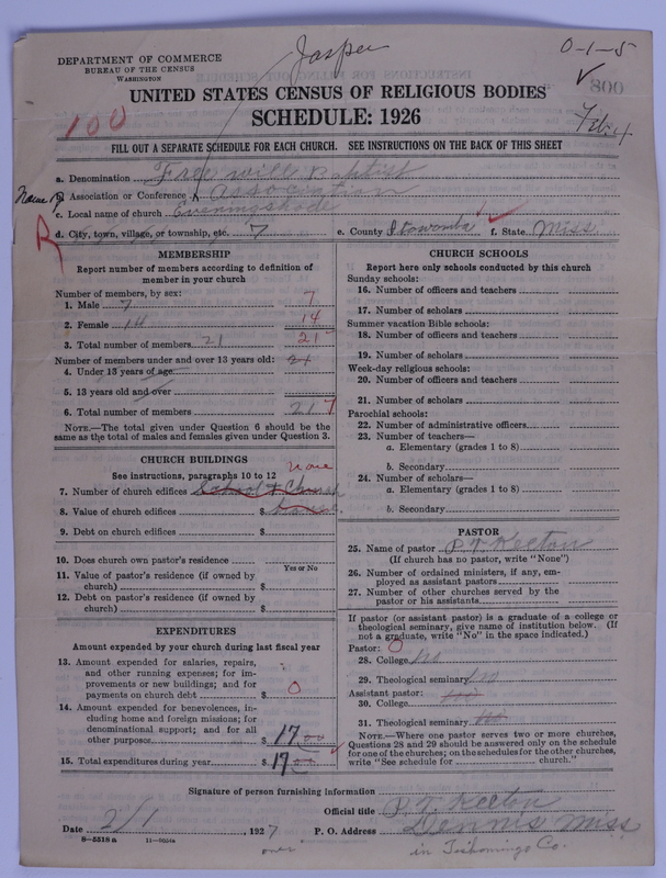 Scan of Free Will Baptists: 800