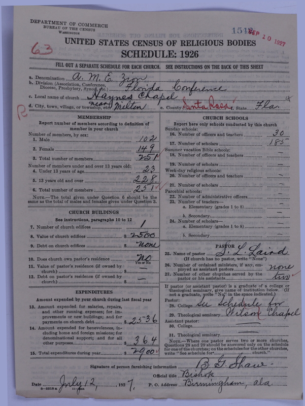 Scan of African Methodist Episcopal Zion Church: 1542