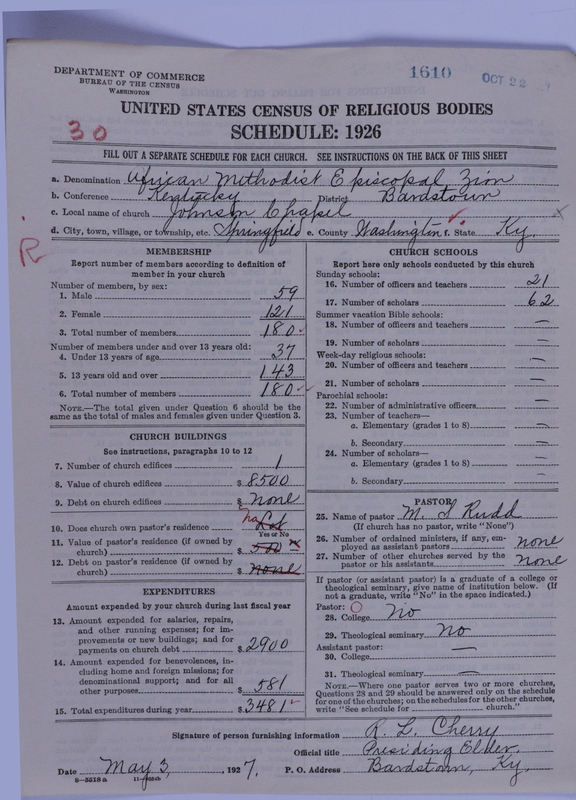 Scan of African Methodist Episcopal Zion Church: 1610
