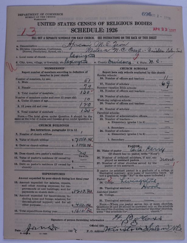 Scan of African Methodist Episcopal Zion Church: 696